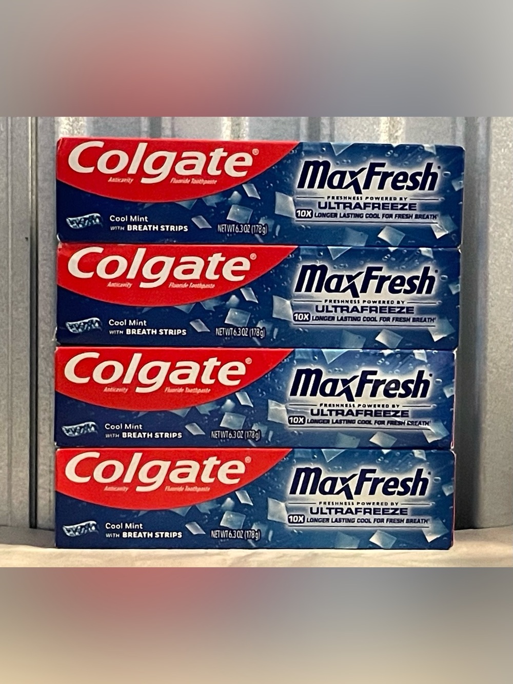 Colgate MaxFresh Cool Mint Toothpaste with Breath Strips - 6.3 oz  (Pack of 4)